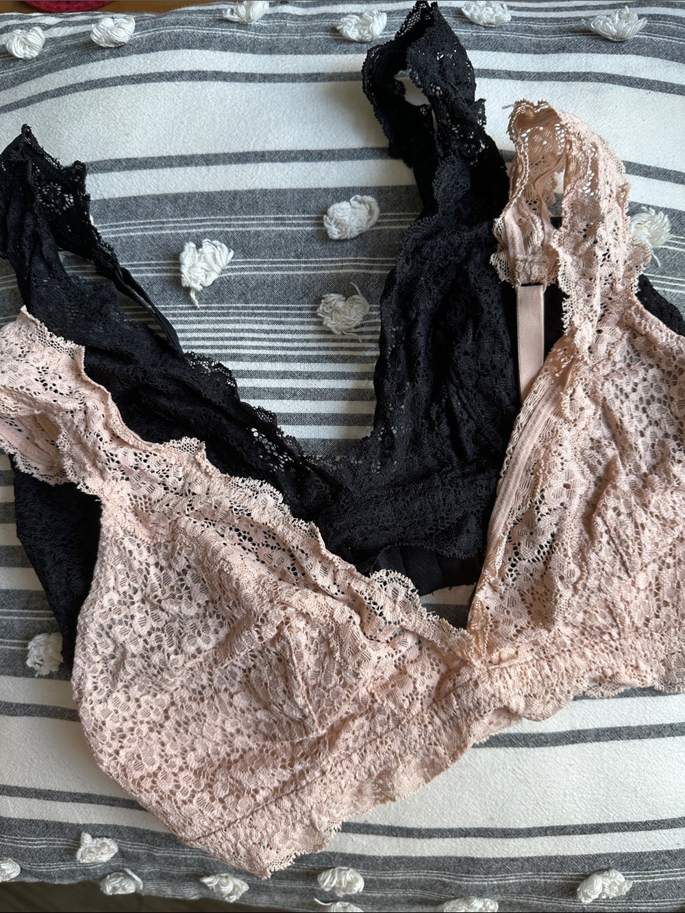 H&M Lace Bralette Duo in Black and Blush